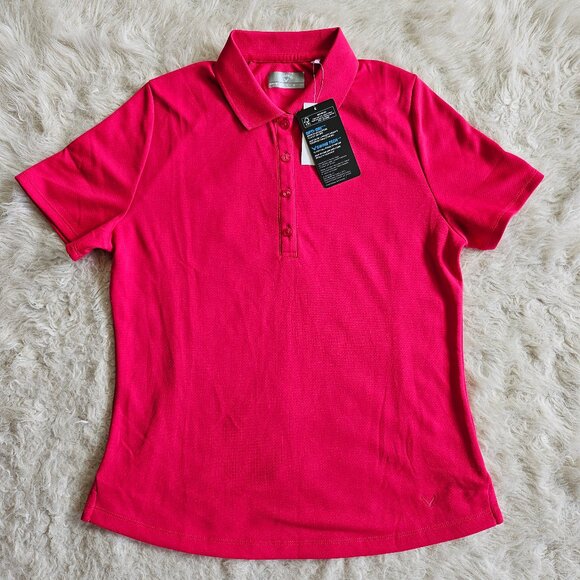 Callaway Women's Swing Tech Opti-Dry Hot Pink Short Sleeve Polo Shirt - Picture 2 of 10
